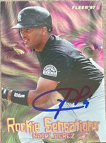 Neifi Perez Signed 1997 Fleer Rookie Sensations Baseball Card - Colorado Rockies