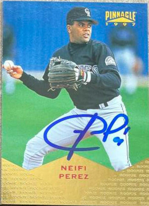 Neifi Perez Signed 1997 Pinnacle Baseball Card - Colorado Rockies - PastPros
