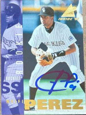 Neifi Perez Signed 1997 Pinnacle Inside Baseball Card - Colorado Rockies - PastPros