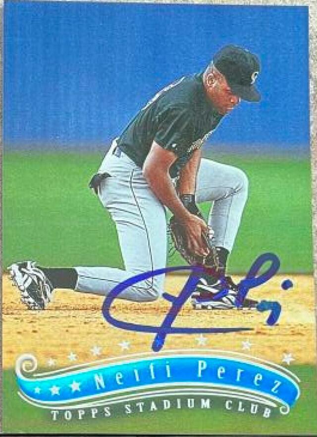 Neifi Perez Signed 1997 Stadium Club Baseball Card - Colorado Rockies - PastPros