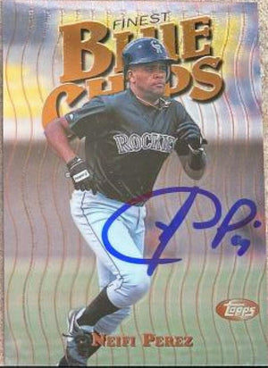 Neifi Perez Signed 1997 Topps Finest Baseball Card - Colorado Rockies - PastPros