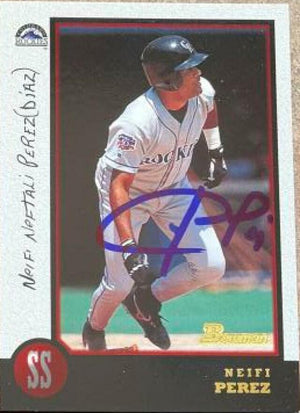 Neifi Perez Signed 1998 Bowman Baseball Card - Colorado Rockies - PastPros
