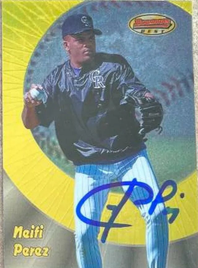 Neifi Perez Signed 1998 Bowman's Best Baseball Card - Colorado Rockies