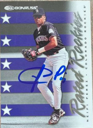 Neifi Perez Signed 1998 Donruss Rated Rookies Baseball Card - Colorado Rockies