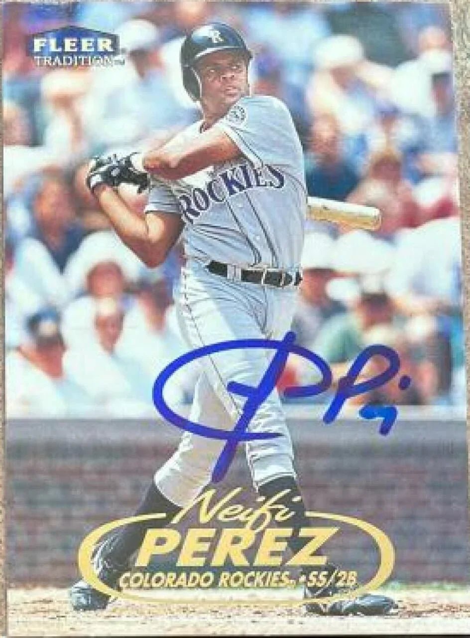 Neifi Perez Signed 1998 Fleer Tradition Baseball Card - Colorado Rockies