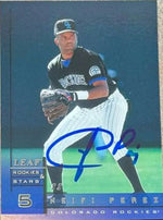 Neifi Perez Signed 1998 Leaf Rookies & Stars Baseball Card - Colorado Rockies
