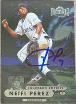 Neifi Perez Signed 1998 Metal Universe Baseball Card - Colorado Rockies - PastPros