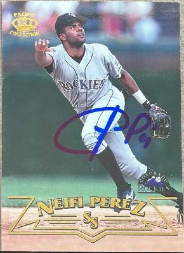 Neifi Perez Signed 1998 Pacific Baseball Card - Colorado Rockies