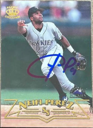 Neifi Perez Signed 1998 Pacific Baseball Card - Colorado Rockies