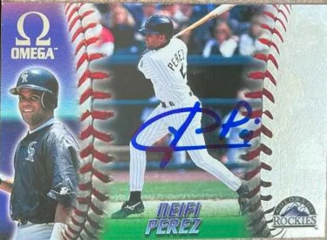 Neifi Perez Signed 1998 Pacific Omega Baseball Card - Colorado Rockies