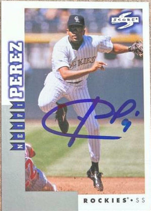 Neifi Perez Signed 1998 Score Rookie & Traded Baseball Card - Colorado Rockies - PastPros
