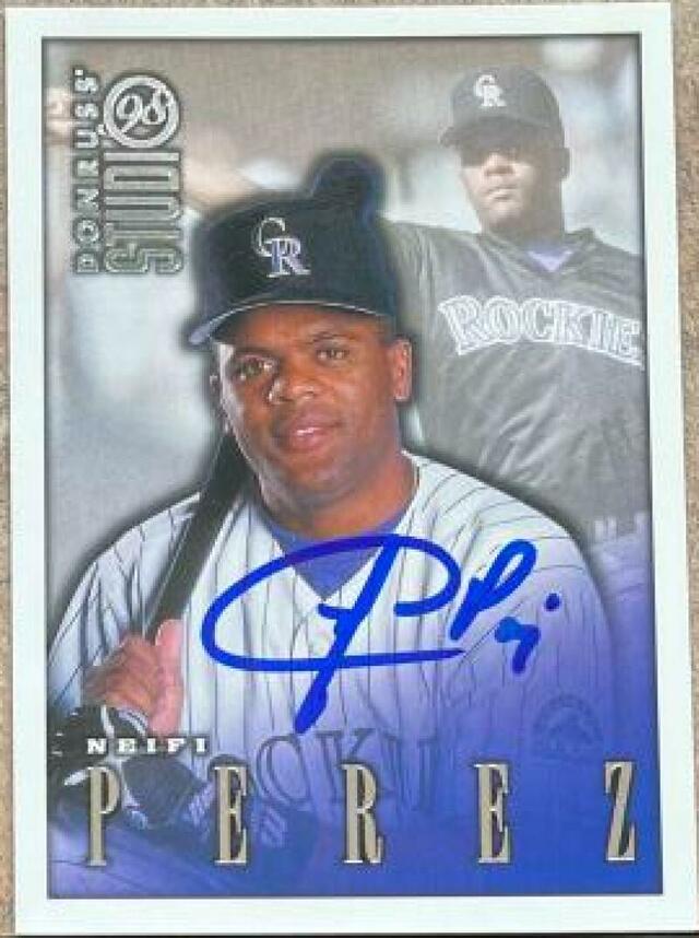 Neifi Perez Signed 1998 Studio Baseball Card - Colorado Rockies - PastPros