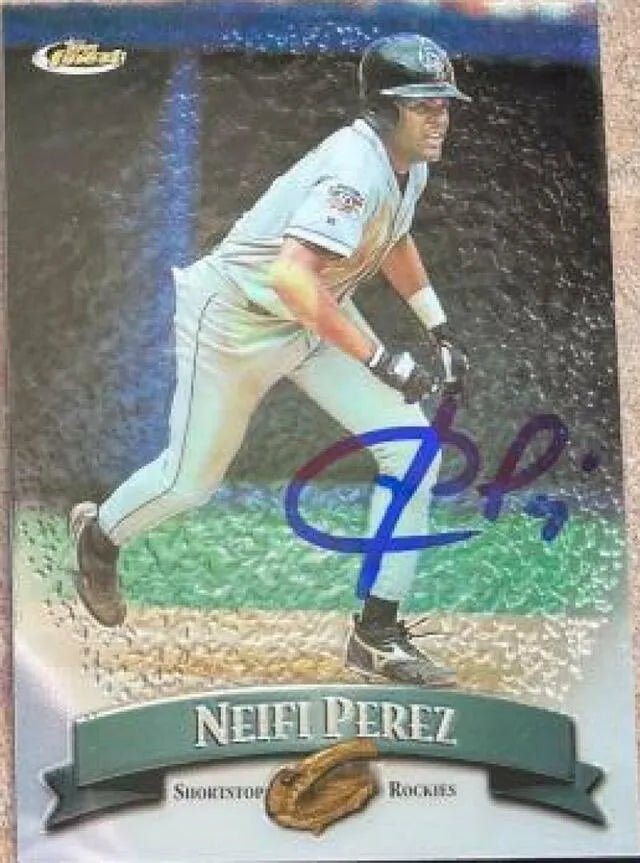Neifi Perez Signed 1998 Topps Finest Baseball Card - Colorado Rockies