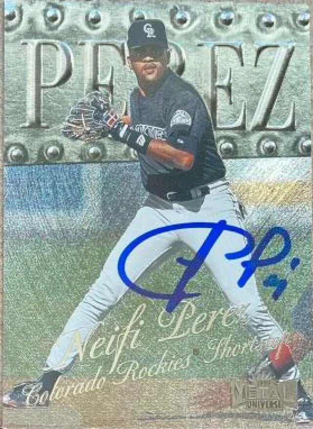 Neifi Perez Signed 1999 Metal Universe Baseball Card - Colorado Rockies