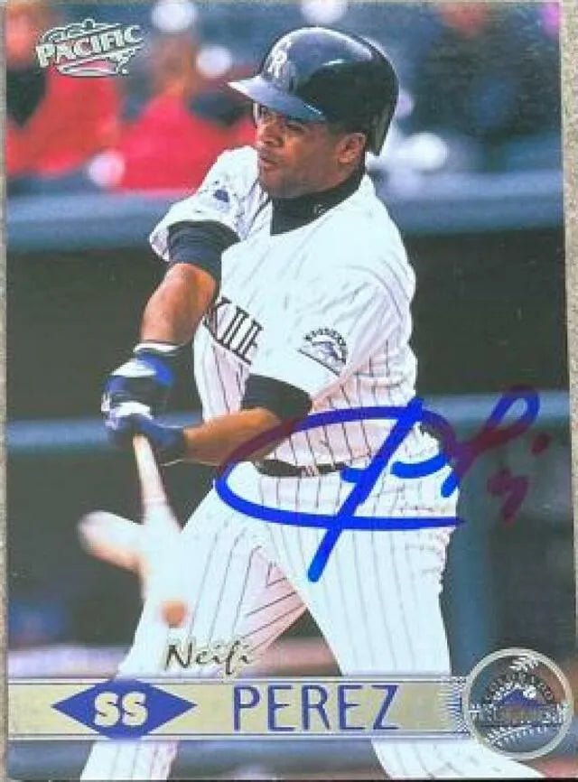 Neifi Perez Signed 1999 Pacific Baseball Card - Colorado Rockies