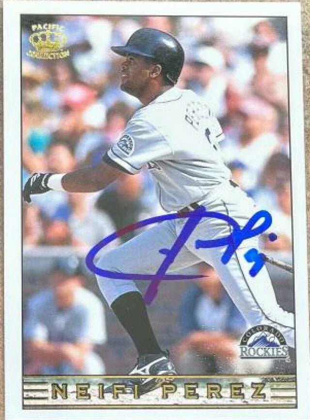 Neifi Perez Signed 1999 Pacific Crown Collection Baseball Card - Colorado Rockies