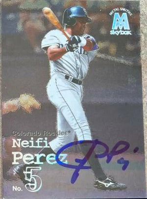 Neifi Perez Signed 1999 Skybox Molten Metal Baseball Card - Colorado Rockies