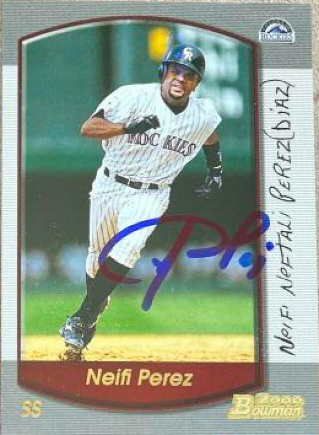 Neifi Perez Signed 2000 Bowman Baseball Card - Colorado Rockies - PastPros