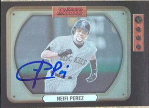 Neifi Perez Signed 2000 Bowman Retro/Future Baseball Card - Colorado Rockies