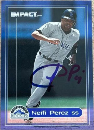 Neifi Perez Signed 2000 Fleer Impact Baseball Card - Colorado Rockies