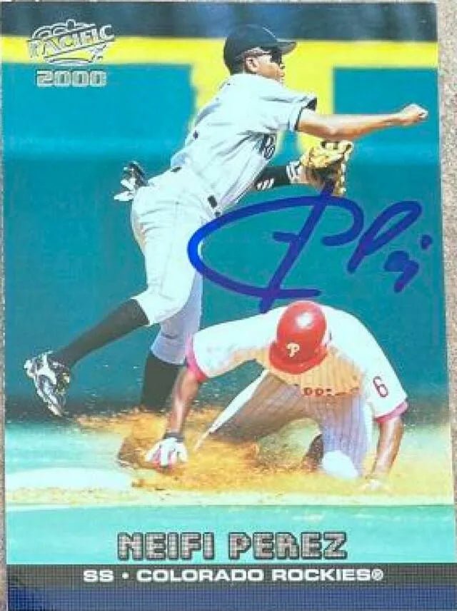 Neifi Perez Signed 2000 Pacific Baseball Card - Colorado Rockies