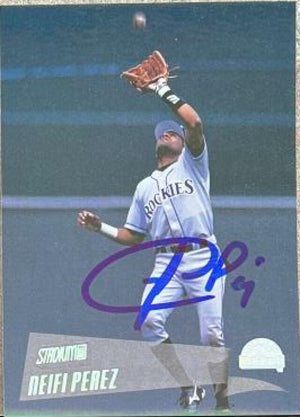 Neifi Perez Signed 2000 Stadium Club Baseball Card - Colorado Rockies - PastPros