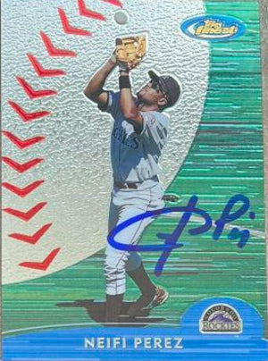 Neifi Perez Signed 2000 Topps Finest Baseball Card - Colorado Rockies - PastPros