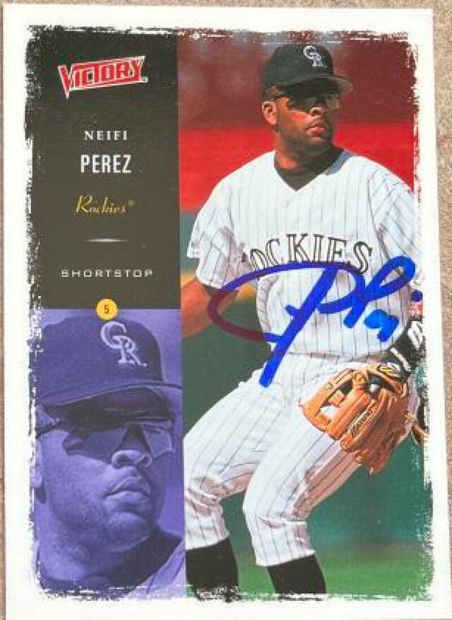 Neifi Perez Signed 2000 Upper Deck Victory Baseball Card - Colorado Rockies - PastPros
