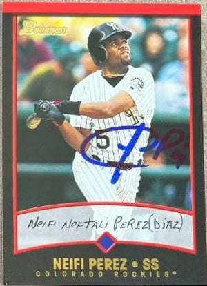 Neifi Perez Signed 2001 Bowman Baseball Card - Colorado Rockies - PastPros