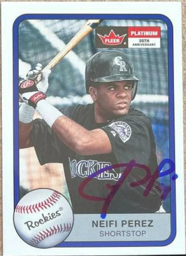 Neifi Perez Signed 2001 Fleer Platinum Baseball Card - Colorado Rockies