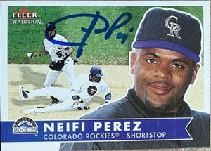 Neifi Perez Signed 2001 Fleer Tradition Baseball Card - Colorado Rockies - PastPros