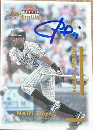 Neifi Perez Signed 2001 Fleer Triple Crown Baseball Card - Colorado Rockies - PastPros