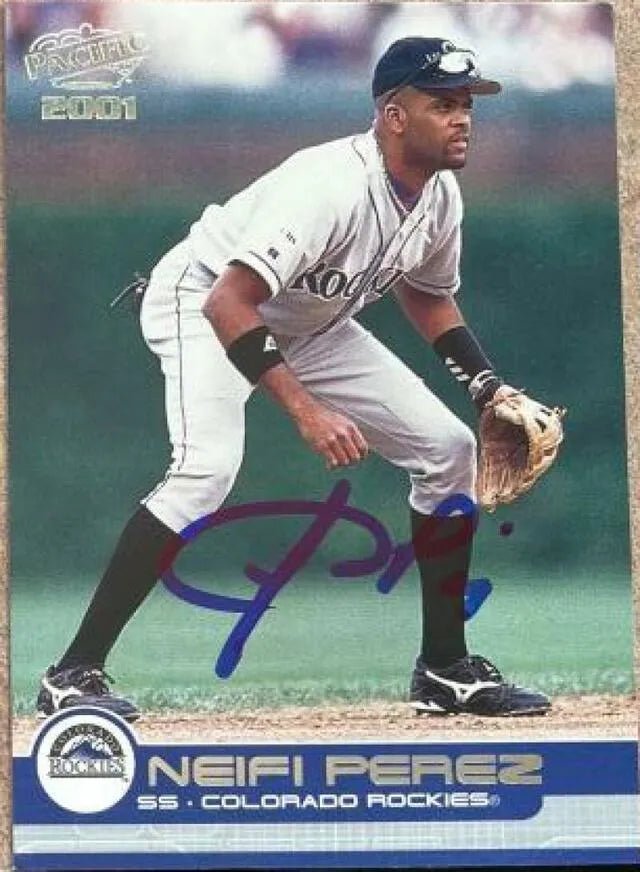 Neifi Perez Signed 2001 Pacific Baseball Card - Colorado Rockies