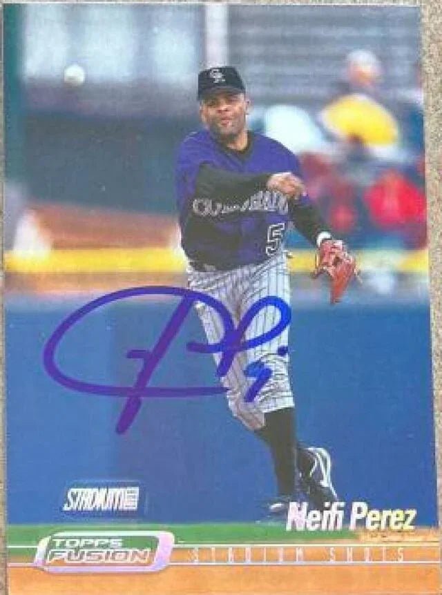 Neifi Perez Signed 2001 Topps Fusion Baseball Card - Colorado Rockies