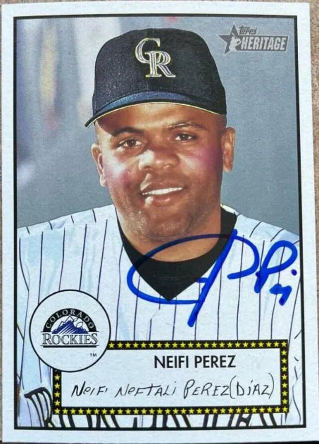 Neifi Perez Signed 2001 Topps Heritage Baseball Card - Colorado Rockies