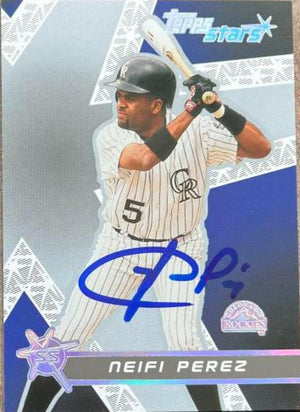 Neifi Perez Signed 2001 Topps Stars Baseball Card - Colorado Rockies - PastPros