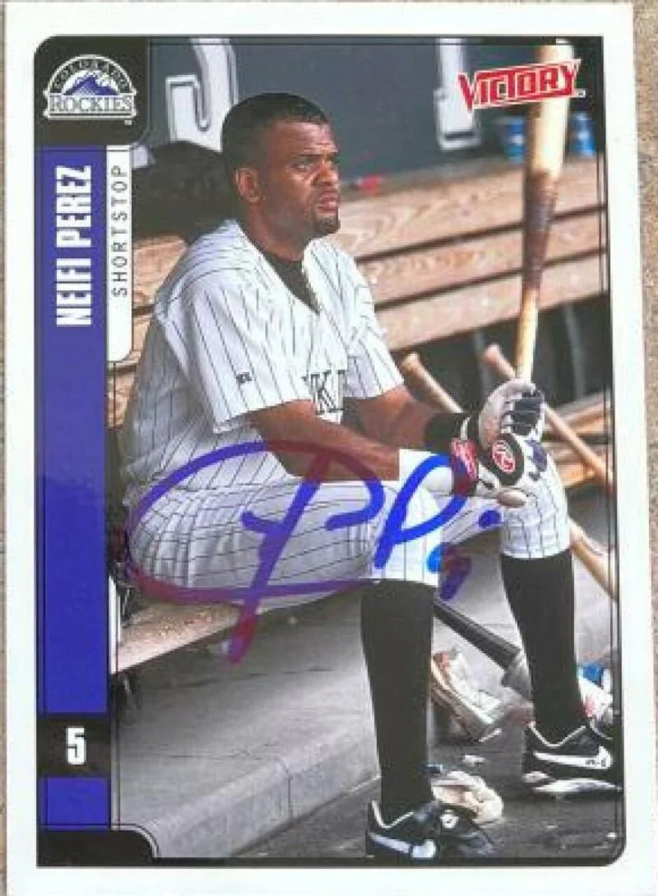 Neifi Perez Signed 2001 Upper Deck Victory Baseball Card - Colorado Rockies