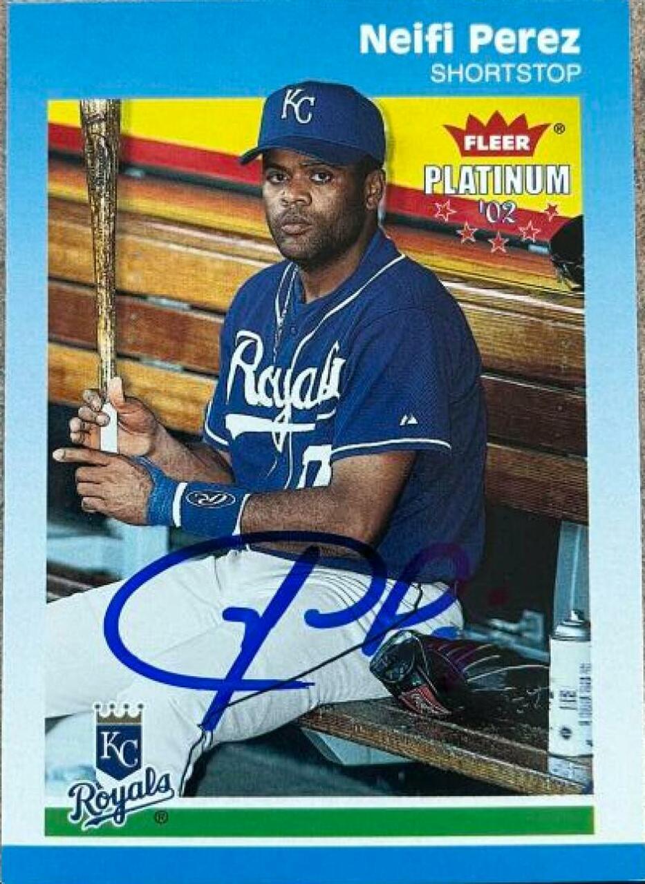 Neifi Perez Signed 2002 Fleer Platinum Baseball Card - Kansas City Royals - PastPros