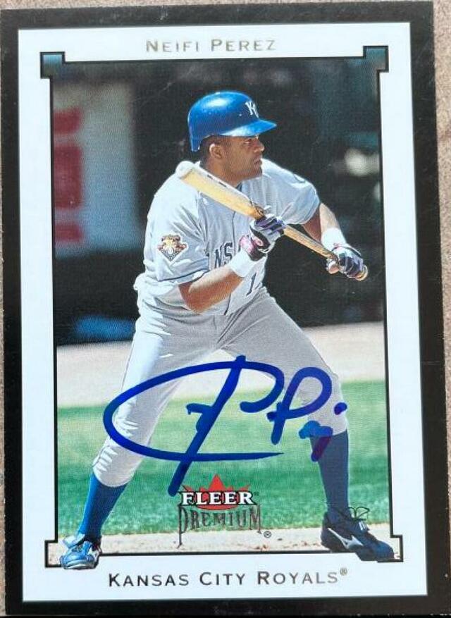 Neifi Perez Signed 2002 Fleer Premium Baseball Card - Kansas City Royals - PastPros