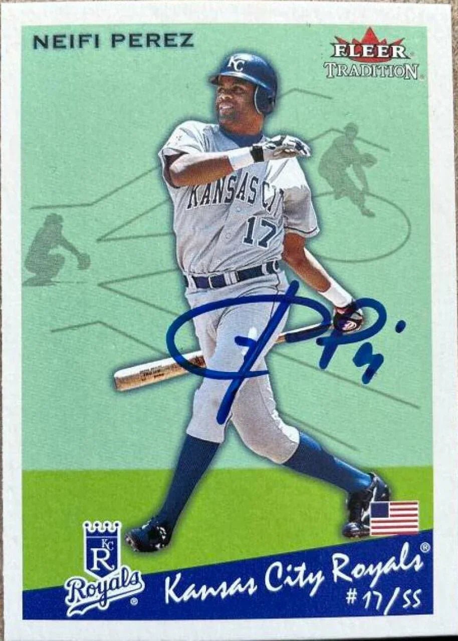Neifi Perez Signed 2002 Fleer Tradition Baseball Card - Kansas City Royals