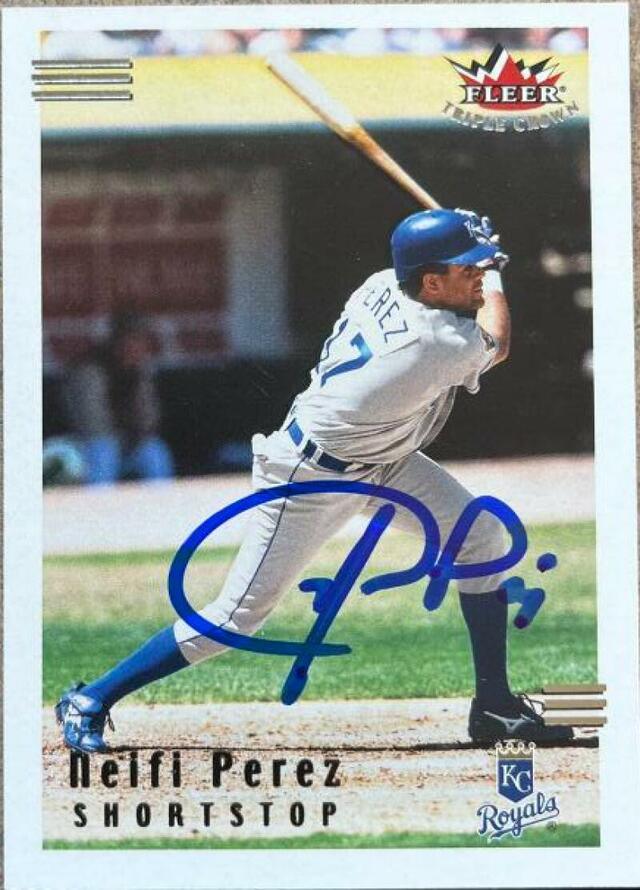 Neifi Perez Signed 2002 Fleer Triple Crown Baseball Card - Kansas City Royals - PastPros