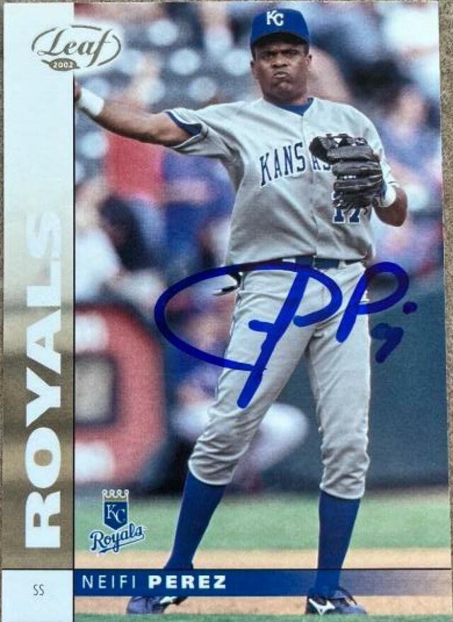 Neifi Perez Signed 2002 Leaf Baseball Card - Kansas City Royals - PastPros