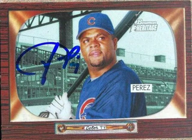 Neifi Perez Signed 2004 Bowman Heritage Baseball Card - Chicago Cubs