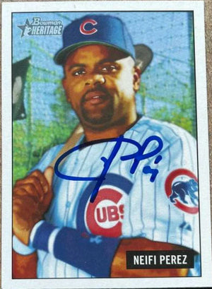 Neifi Perez Signed 2005 Bowman Heritage Baseball Card - Chicago Cubs - PastPros