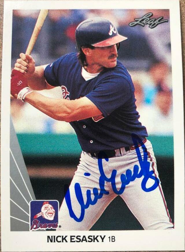 Nick Esasky Signed 1990 Leaf Baseball Card - Atlanta Braves - PastPros