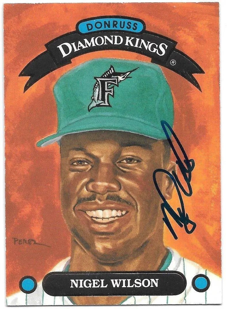Nigel Wilson Signed 1993 Donruss Diamond Kings Baseball Card - Florida Marlins