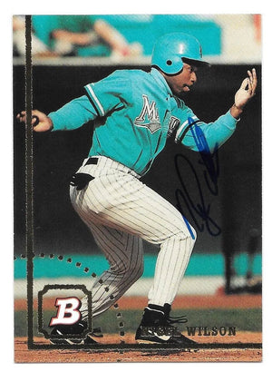 Nigel Wilson Signed 1994 Bowman Baseball Card - Florida Marlins