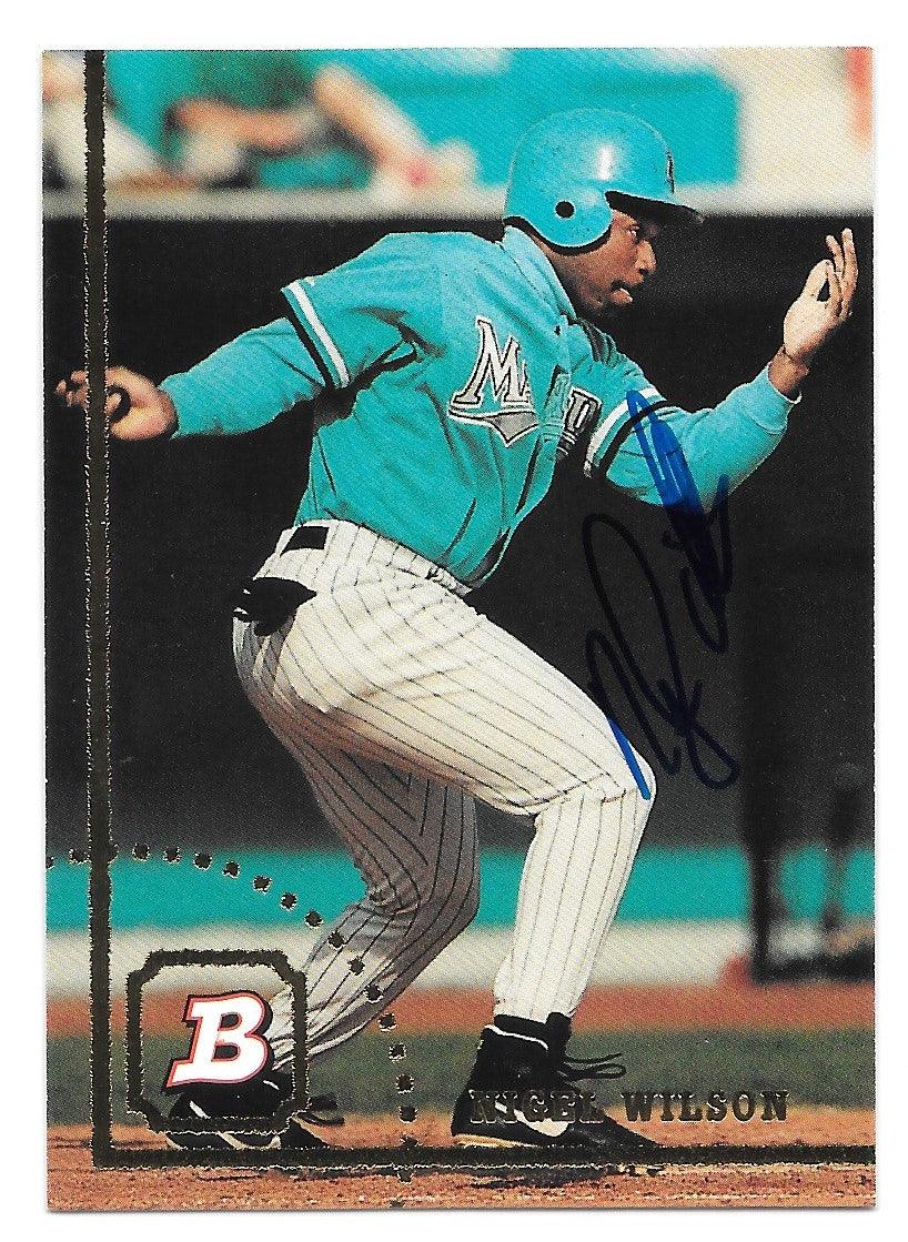 Nigel Wilson Signed 1994 Bowman Baseball Card - Florida Marlins - PastPros