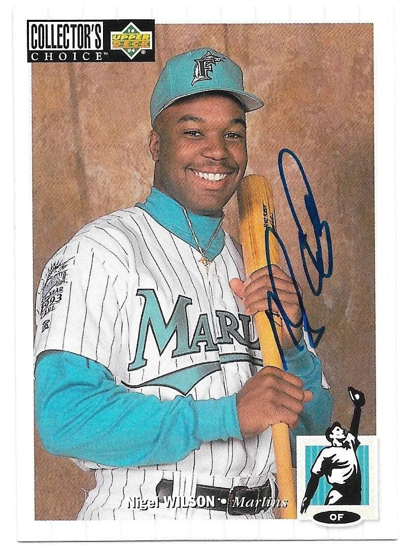 Nigel Wilson Signed 1994 Collector's Choice Baseball Card - Florida Marlins