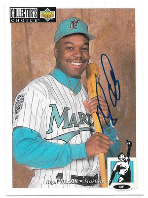 Nigel Wilson Signed 1994 Collector's Choice Baseball Card - Florida Marlins